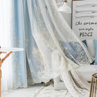 Rideau occultant double couche bleu style coréen
