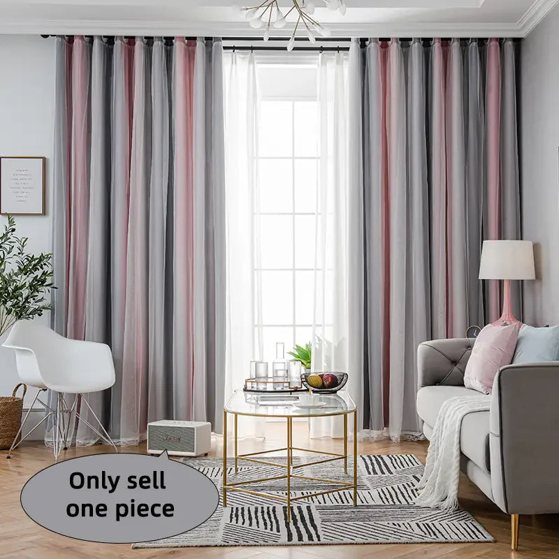 Rideau occultant double couche pour salon, installation plafond