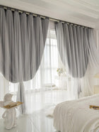 Rideau gris double couche personnalisable et tamisant
