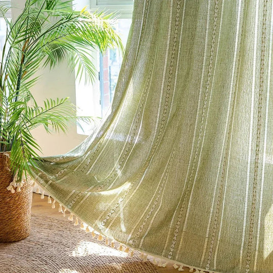 Rideau occultant bohème vert sauge jacquard, 1 panneau