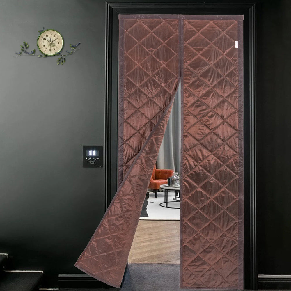 Rideau isolant magnétique pour porte d'entrée brun 0,85 x 2,05 m