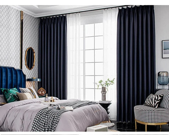Rideau occultant bleu pour chambre, plusieurs dimensions