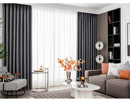 Rideau de chambre gris occultant avec attaches au choix