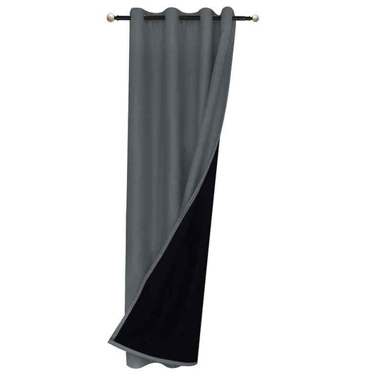 Rideau occultant thermique gris à œillets