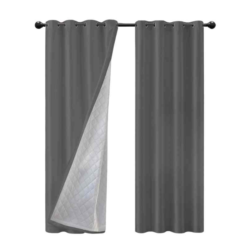 Rideau isolant thermique gris avec doublure aluminium