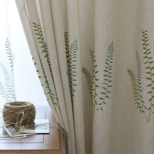 Rideau en lin à motifs floraux, occultant ou voile
