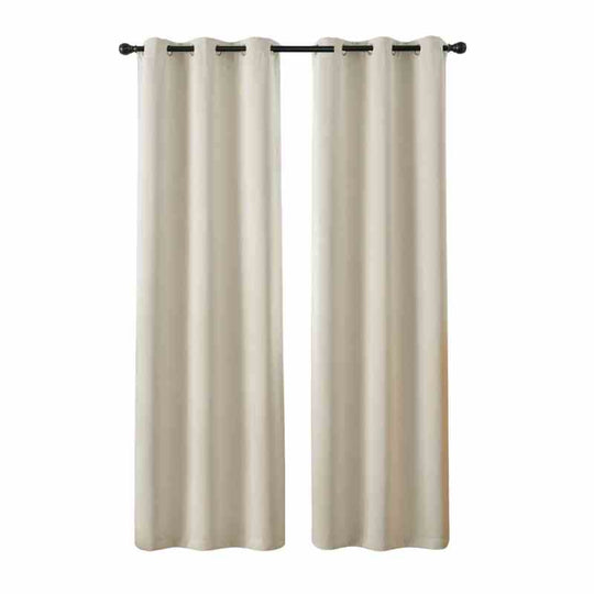 Rideau occultant thermique beige à œillets