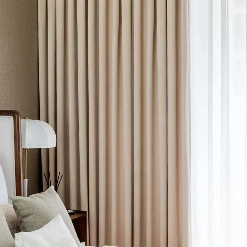 Rideau occultant beige pour salon, hauteur 250 cm