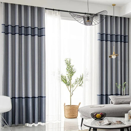 Rideau salon bleu moderne occultant