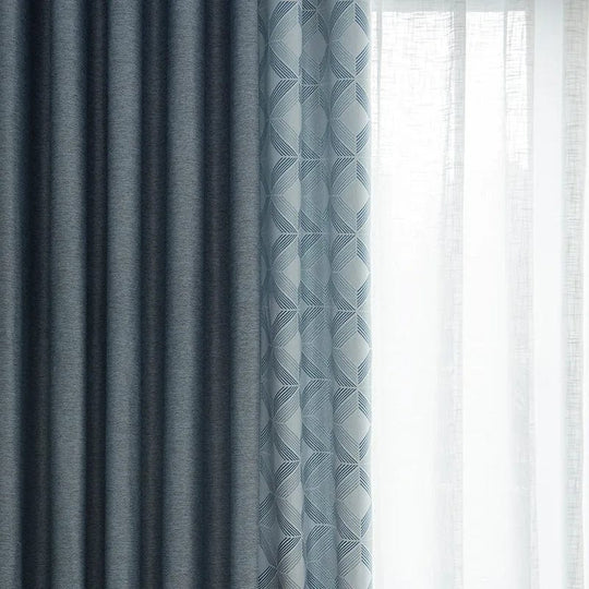Rideau occultant bleu nordique pour salon