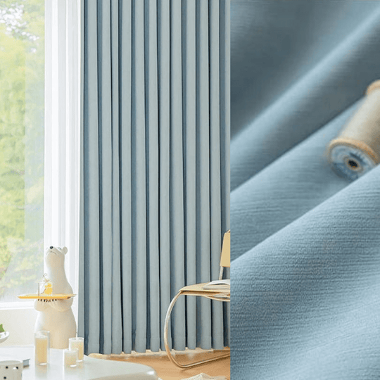 Rideau salon bleu occultant moderne