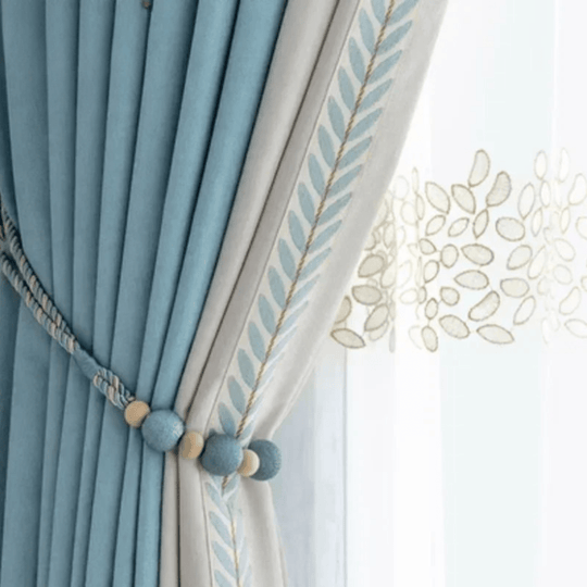 Rideau salon bleu occultant avec options de dimensions