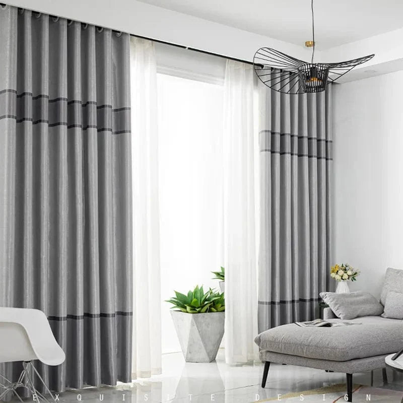Rideau occultant gris moderne pour salon