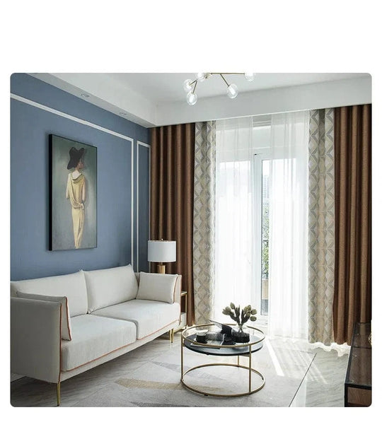 Rideau occultant marron pour salon, hauteur 250 cm