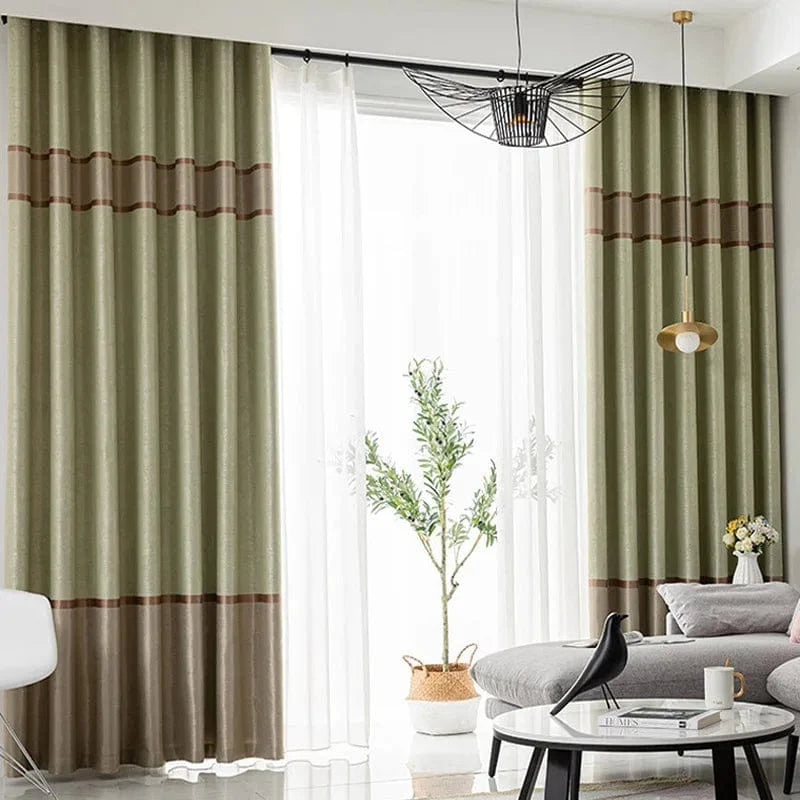 Rideau vert moderne pour salon avec choix d'attaches