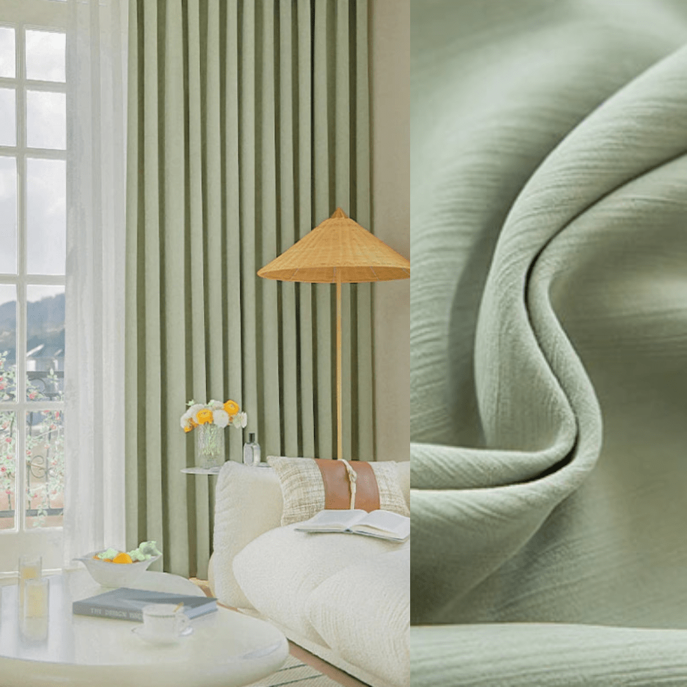 Rideau occultant vert moderne pour salon