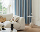Rideau thermique bleu gris et blanc sur mesure