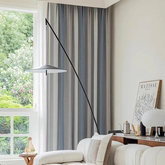 Rideau thermique marine, gris et blanc sur mesure