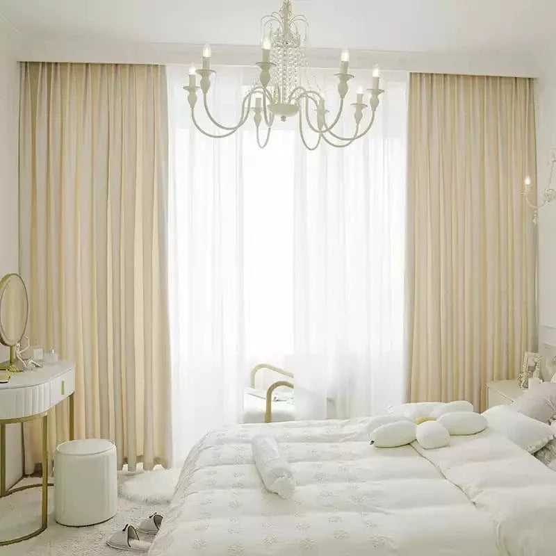 Rideau velours beige occultant