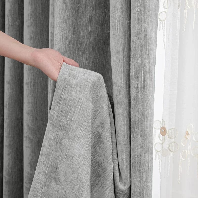Rideau occultant en velours gris, hauteur 250 cm