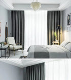 Rideau occultant en velours gris traditionnel