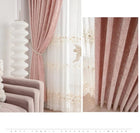 Rideau occultant en velours rose, sur mesure