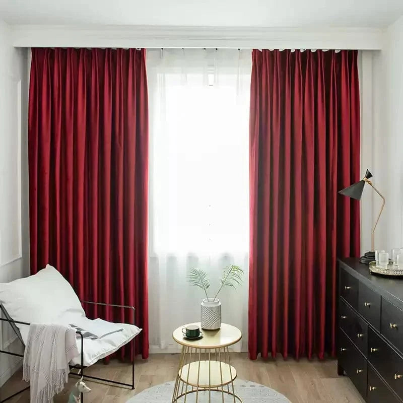 Rideau en velours rouge occultant, sur mesure
