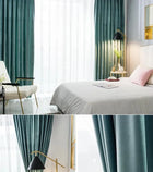 Rideau occultant en velours vert, sur mesure