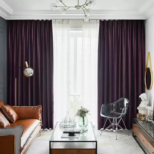 Rideau occultant en velours violet